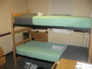 A view of a typical dorm room